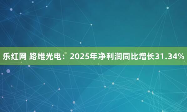乐红网 路维光电：2025年净利润同比增长31.34%