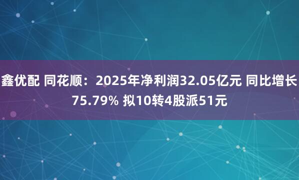 鑫优配 同花顺：2025年净利润32.05亿元 同比增长75.79% 拟10转4股派51元